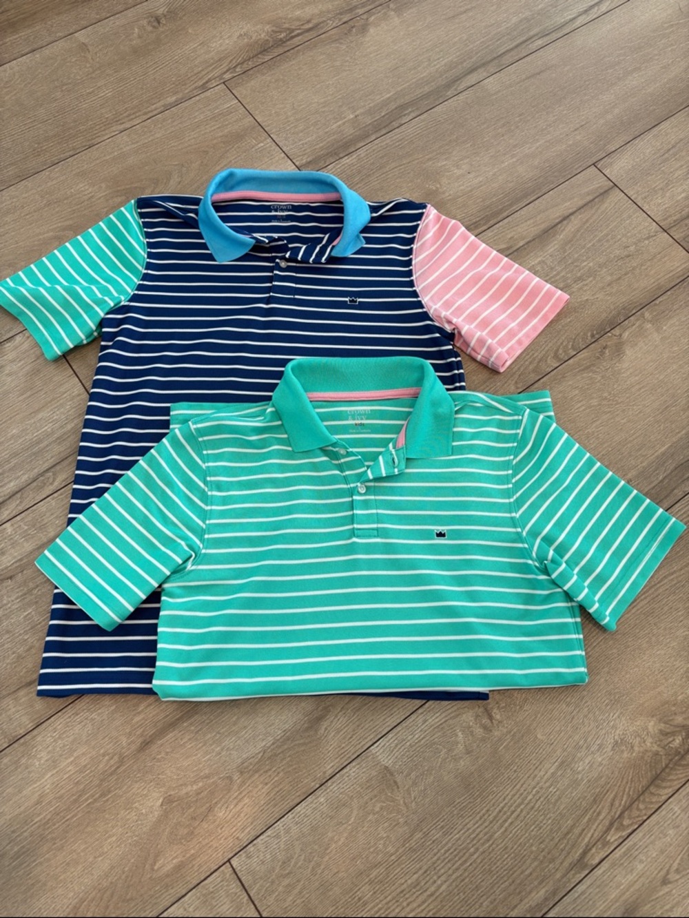 crown & ivy Striped Polo Set in Navy, Mint, Pink, and Aqua